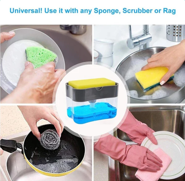 2-In-1 Liquid Soap Dispenser with Sponge.